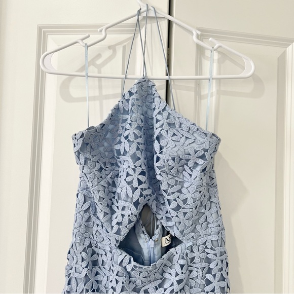 Amur Lara Dress Light Blue Eyelet Hi Low Midi Dress Size 6 - Picture 8 of 13